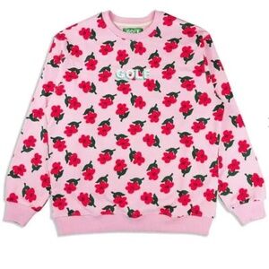 Men's GOLF WANG Find Some Time Pink and Red Flower Crewneck Sweatshirt - Size L
